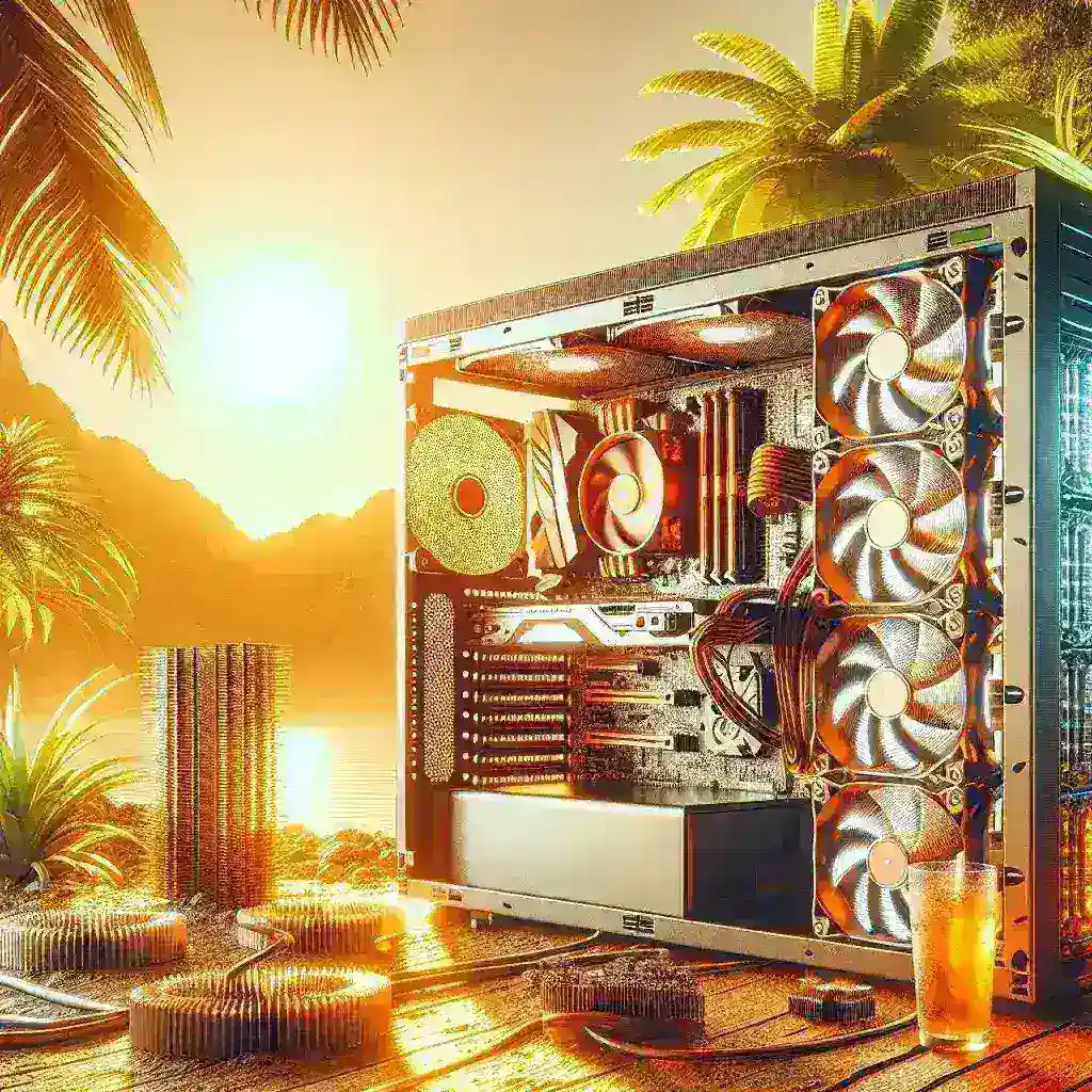 "Produtos de refrigeração passiva para PCs em regiões quentes do Brasil, incluindo heatsinks, coolers e soluções de ventilação eficiente."